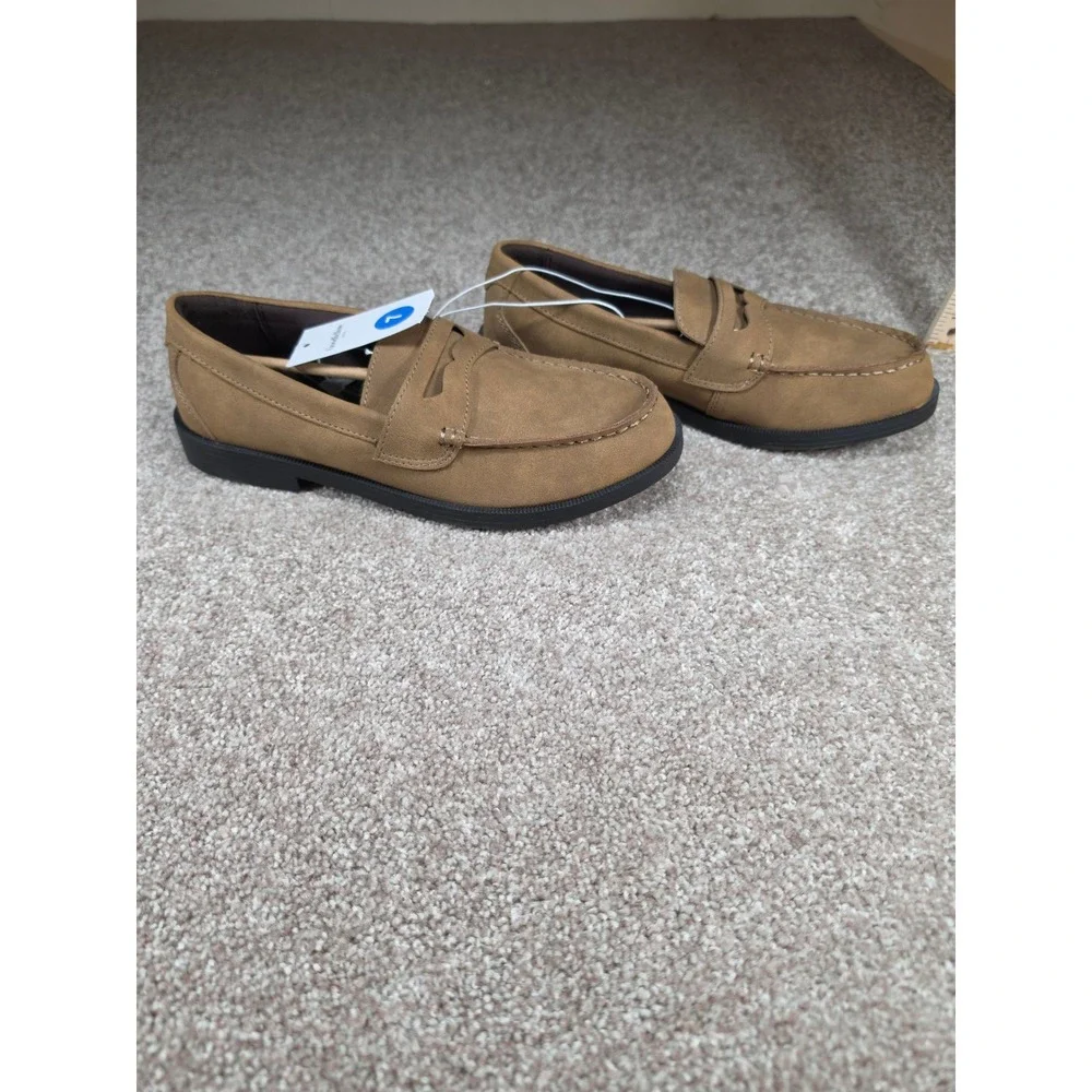 Goodfellow & Co Mens Orson Penny Loafers Brown Faux Suede Shoes Size 7